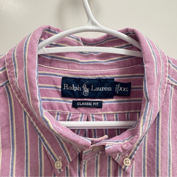 Ralph Lauren classic fit Oxford Pink and White Striped Button Down Shirt XXL - Picture 3 of 6